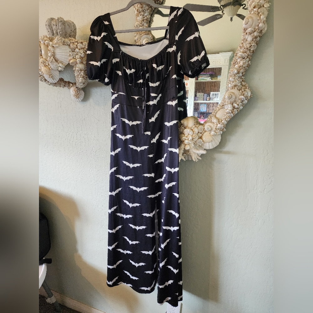 Black and White Bat Print Dress